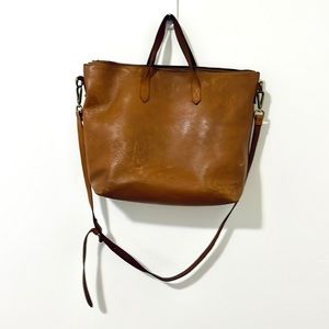 Madewell leather zip top transport tote purse